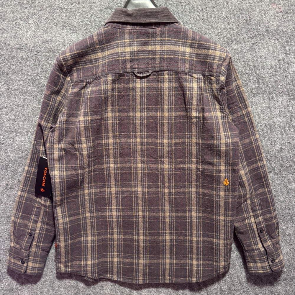 Volcom Workwear Mens Small Plaid Work Shirt Gray Corduroy Collar New NWT - Picture 5 of 10